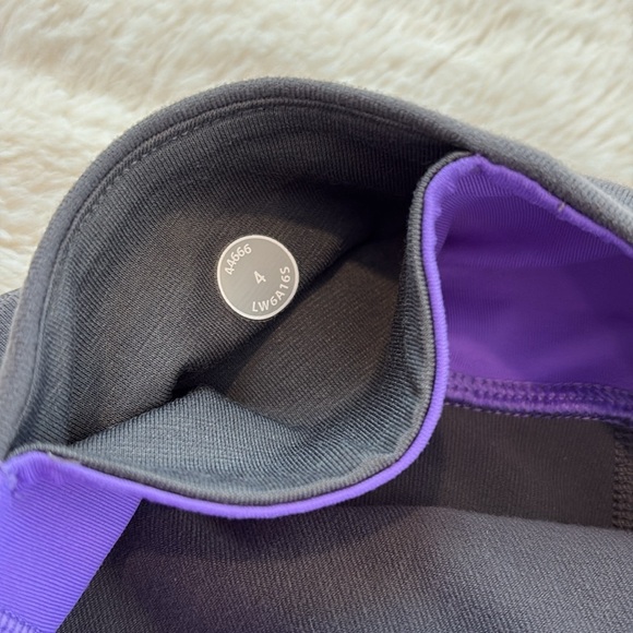 Lululemon athletica crop leggings in grey with white and purple accent size 4 - Picture 4 of 11